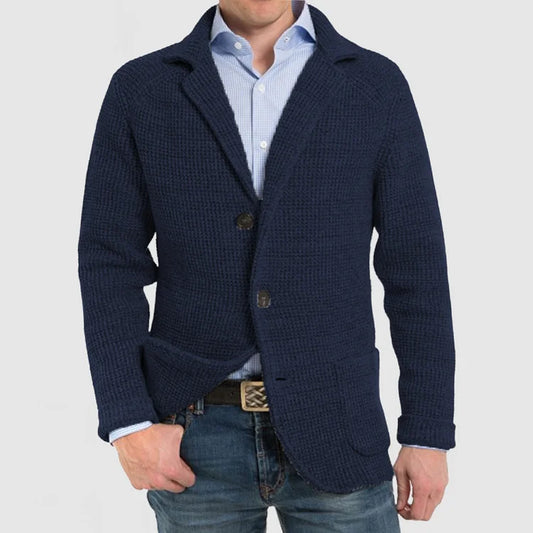 Gebreide herenblazer met tweeknoopssluiting