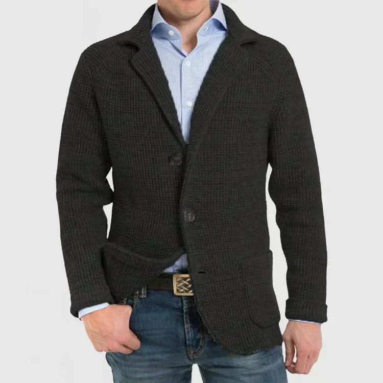 Gebreide herenblazer met tweeknoopssluiting