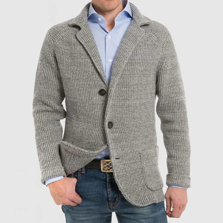 Gebreide herenblazer met tweeknoopssluiting