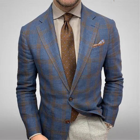 Geruite herenblazer met haakrevers