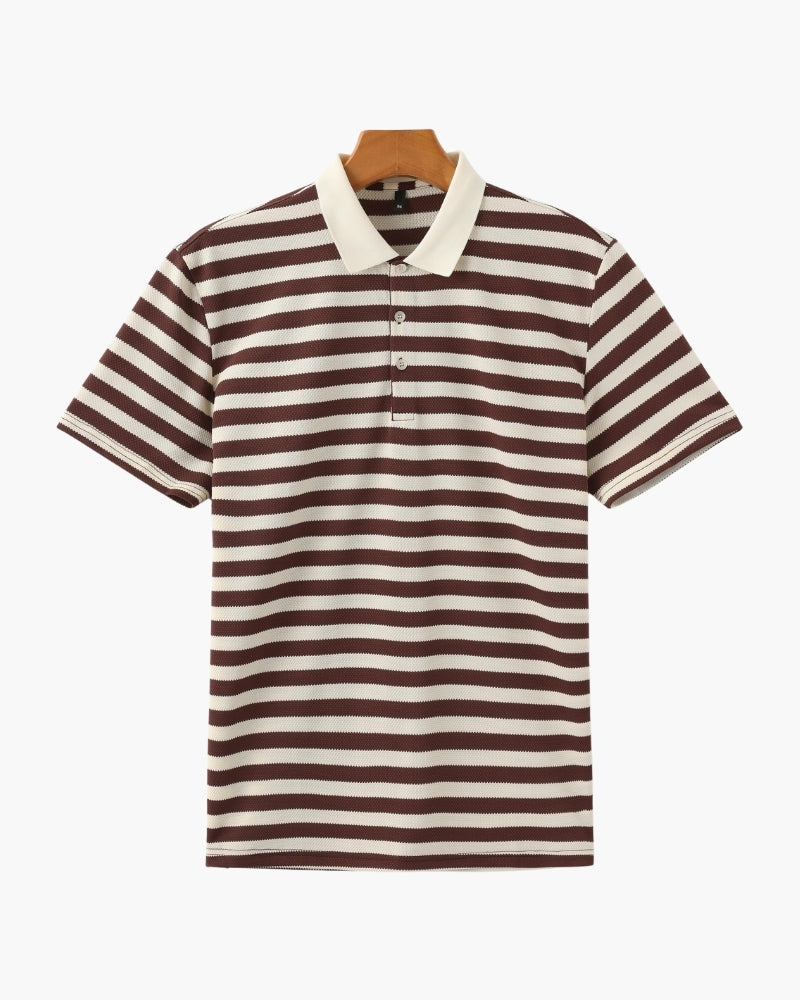Gestreept katoenen herenpoloshirt met losse pasvorm