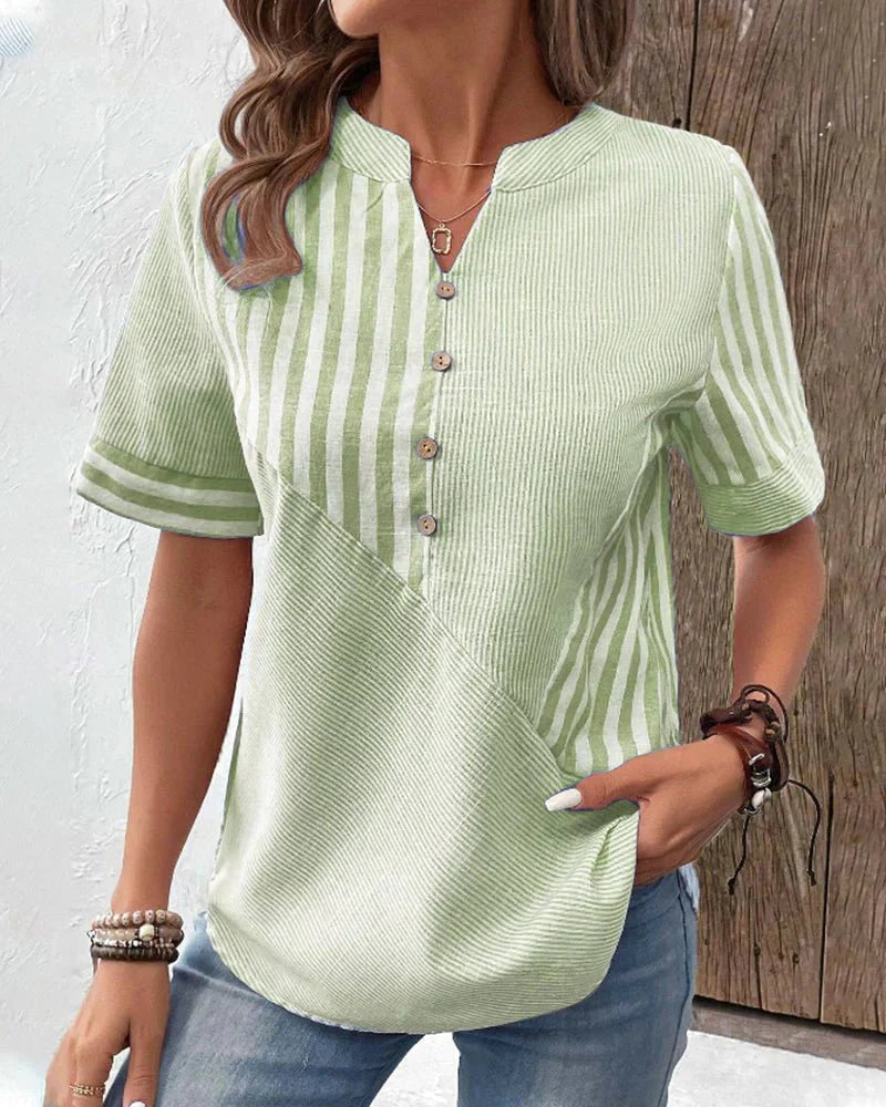 Gestreepte blouse met korte mouwen voor dames
