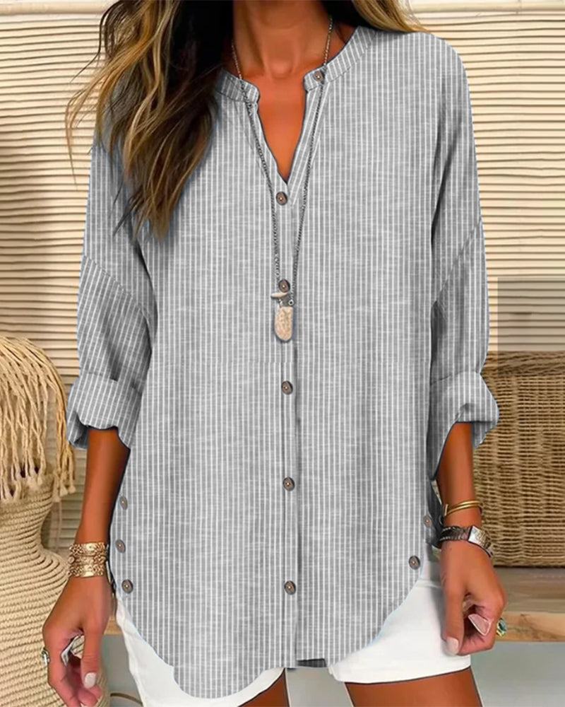 Gestreepte damesblouse met knoopsluiting