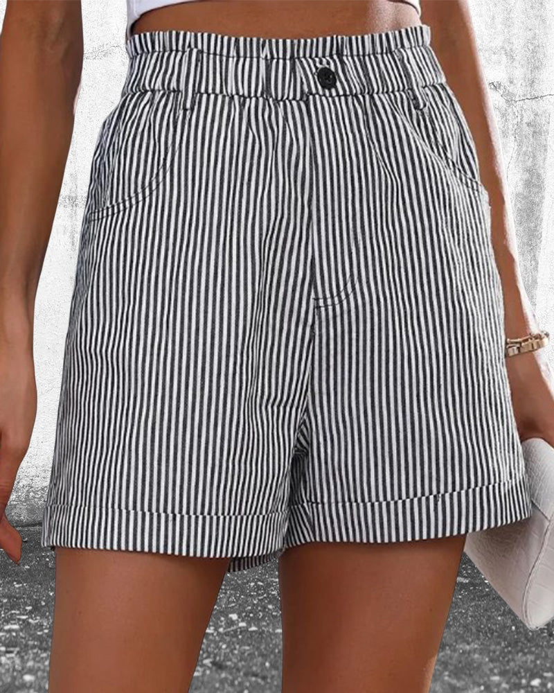 Gestreepte shorts met hoge taille