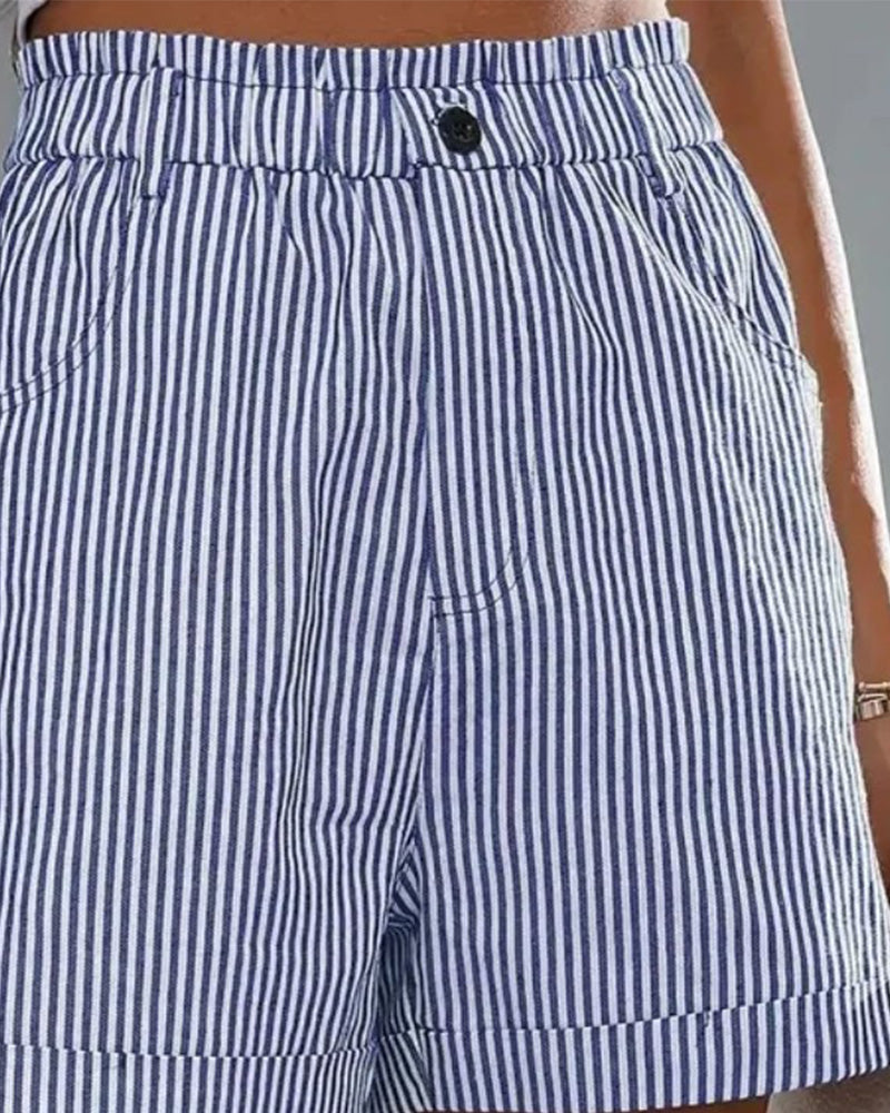 Gestreepte shorts met hoge taille