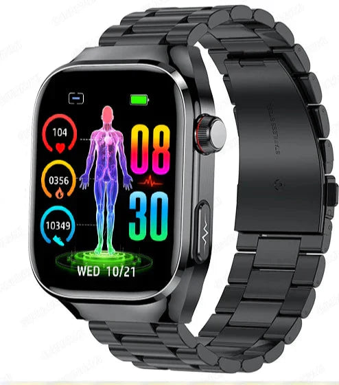 Gezondheids-smartwatch met ecg en 2,04 AMOLED-scherm – Monitort hartslag, bloedsuiker en meer