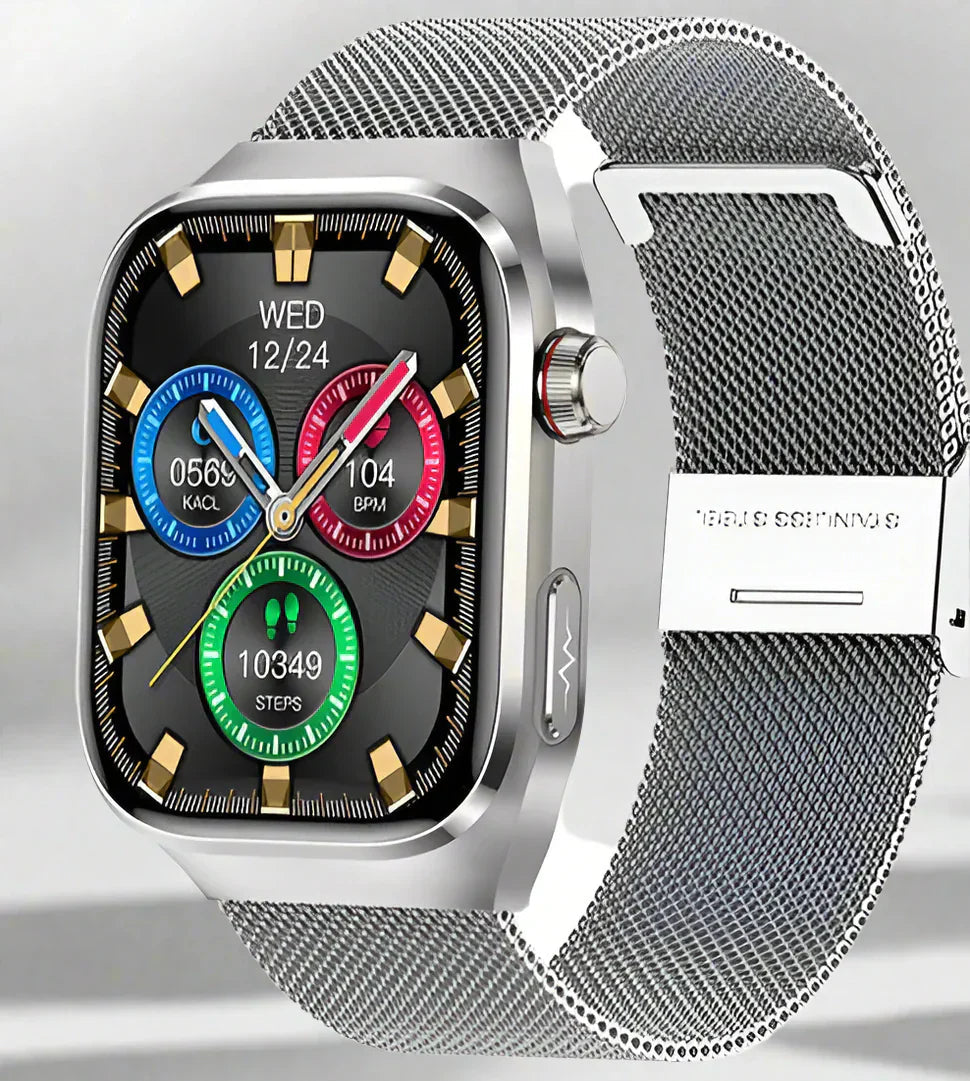 Gezondheids-smartwatch met ecg en 2,04 AMOLED-scherm – Monitort hartslag, bloedsuiker en meer