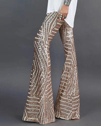 Glitter Flared Broek | Uitlopende Pijpen & Glanzende Stof