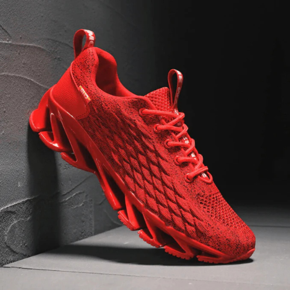 Hardloopschoenen voor heren met schokdemping en ademend bovenwerk van mesh – Sportieve sneakers met veters