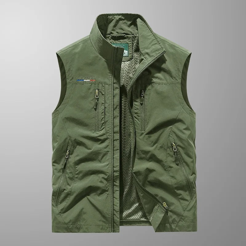 Heren bodywarmer met ritssluiting - Mouwloos jack met opstaande kraag