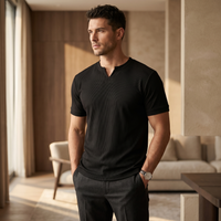 Heren T-shirt van katoenmix met V-hals | Lichte casual zomertop