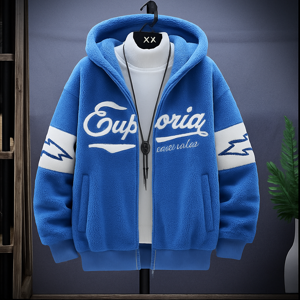 Heren zip-hoodie met grafische opdruk