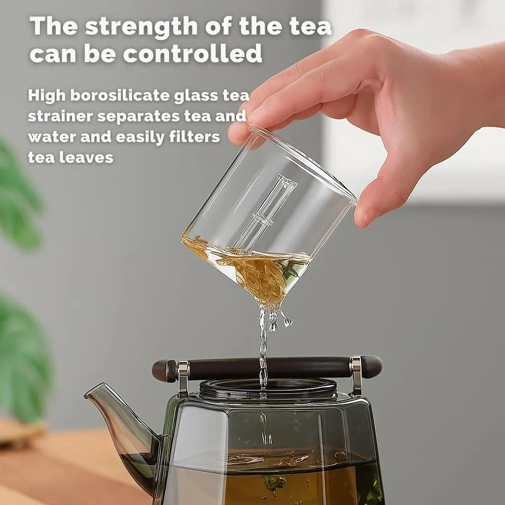 Hittebestendige glazen theepot met theefilter