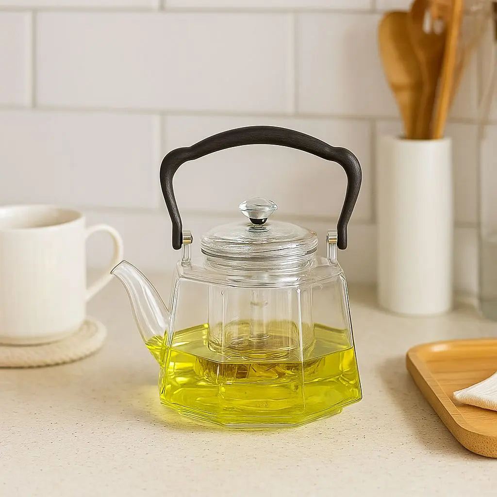 Hittebestendige glazen theepot met theefilter
