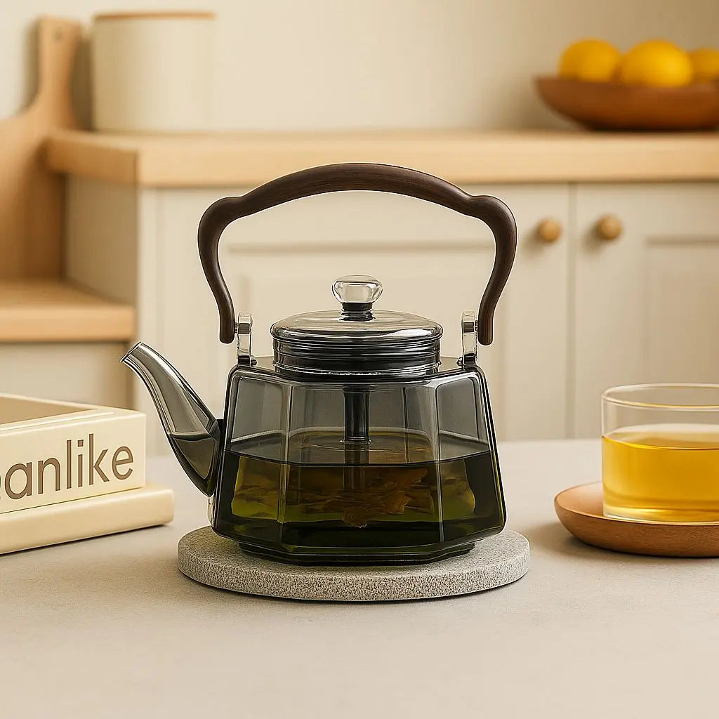 Hittebestendige glazen theepot met theefilter
