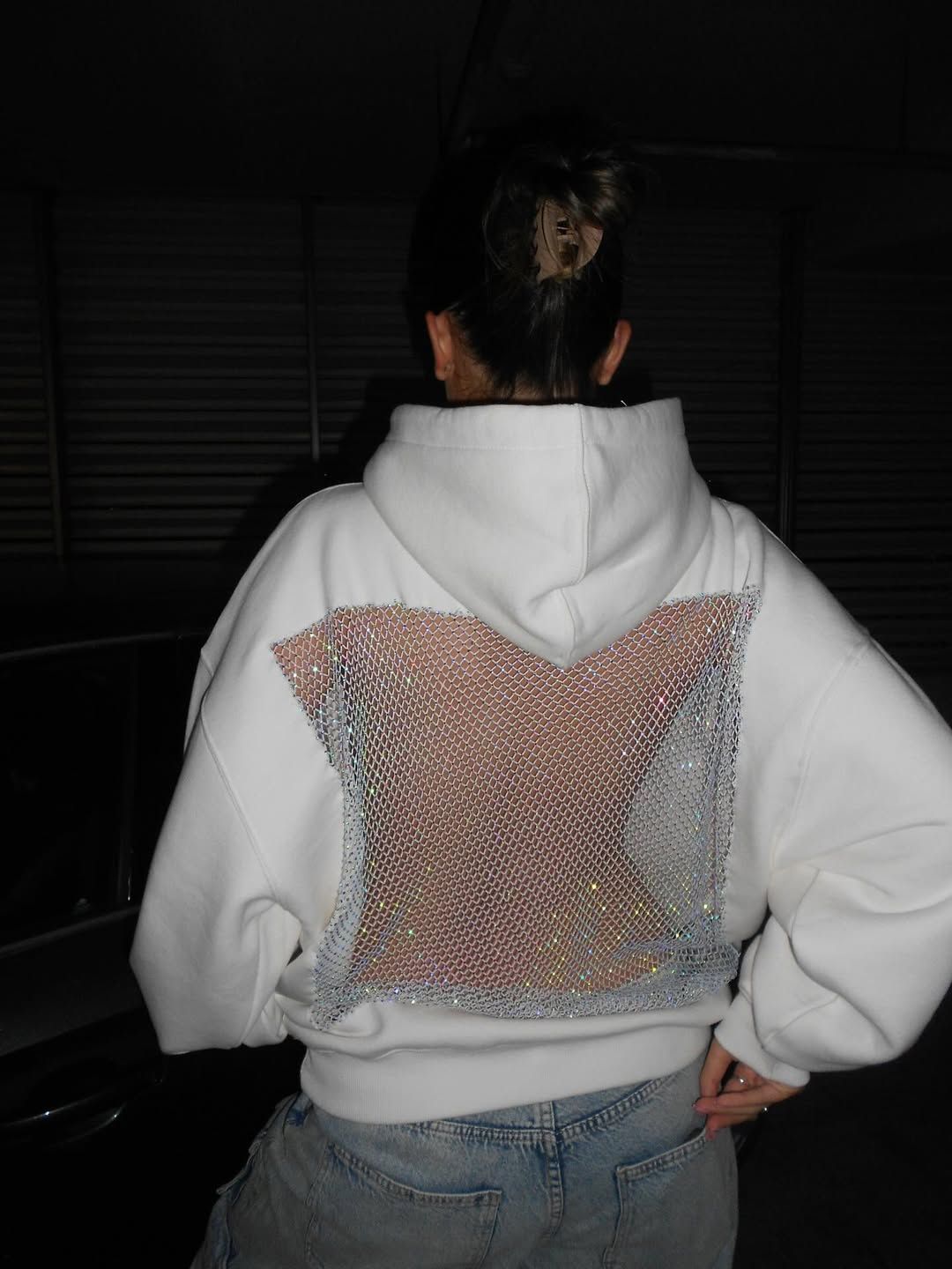 Hoodie met strass-details