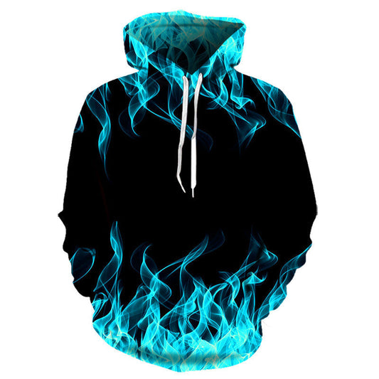 Hoodie met uniek vlammendesign en innovatieve materiaalmix