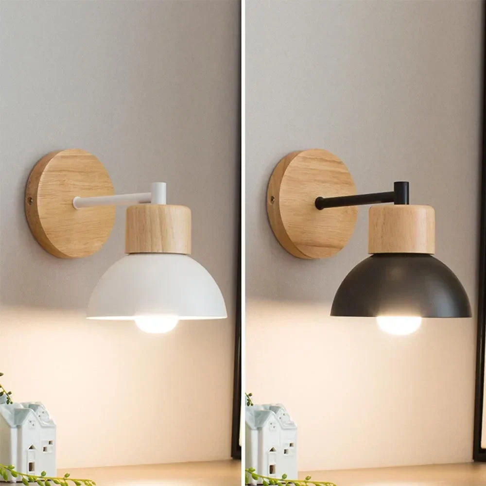 Houten en Metalen Wandlamp | Moderne Scandinavische Lamp voor Nachtkastje