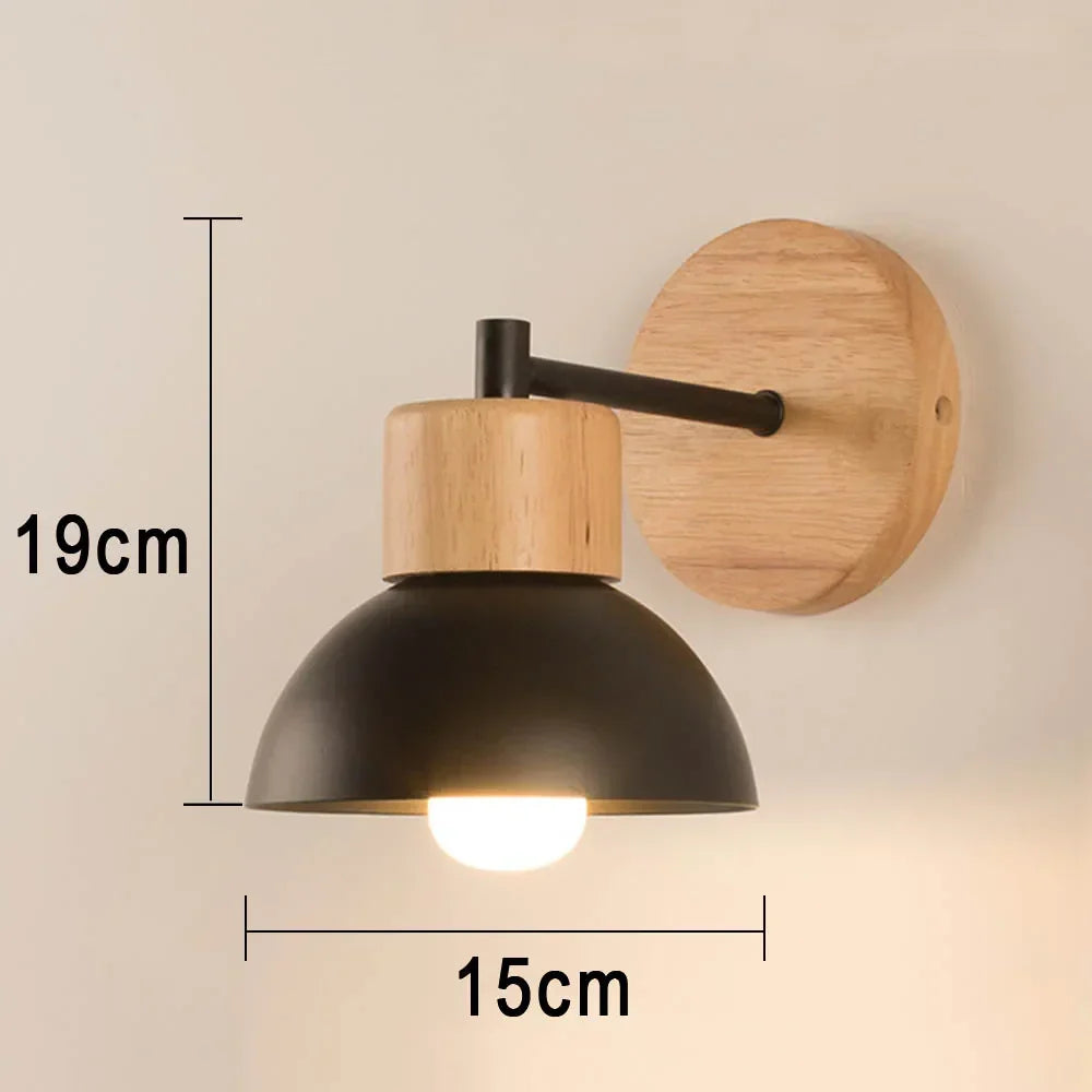 Houten en Metalen Wandlamp | Moderne Scandinavische Lamp voor Nachtkastje