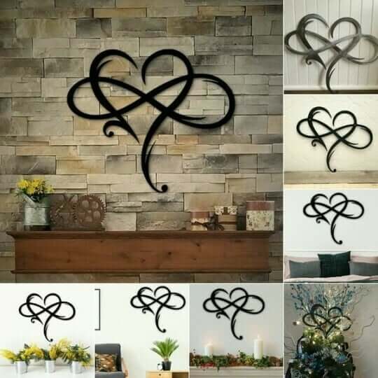 Infinity-hart wanddecoratie - IJzer, Parelmoer