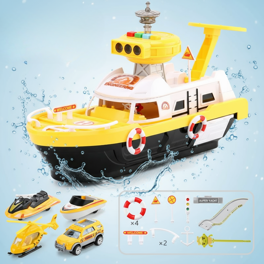 Interactieve speelgoedboot voor kinderen met muziek, licht en geluid