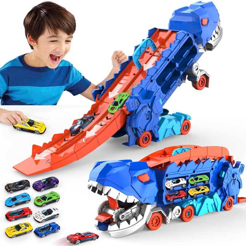 Kinder Speelset - Transformeerbare Dinosaurus Vrachtwagen met Speelgoedauto's