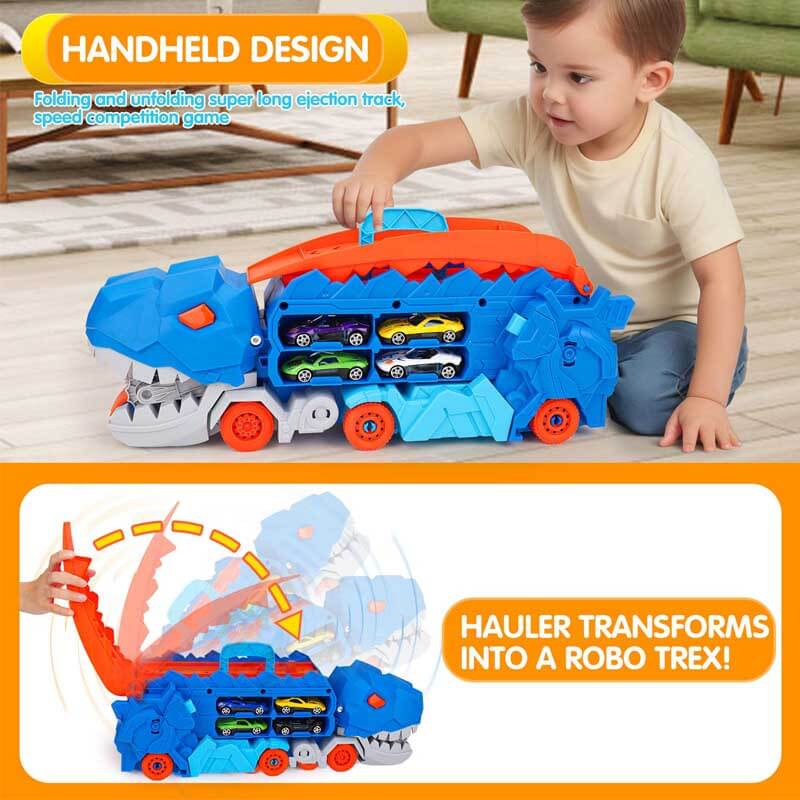 Kinder Speelset - Transformeerbare Dinosaurus Vrachtwagen met Speelgoedauto's