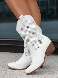 Kniehoge cowgirl laarzen voor dames – Middelhoge hak & borduursels