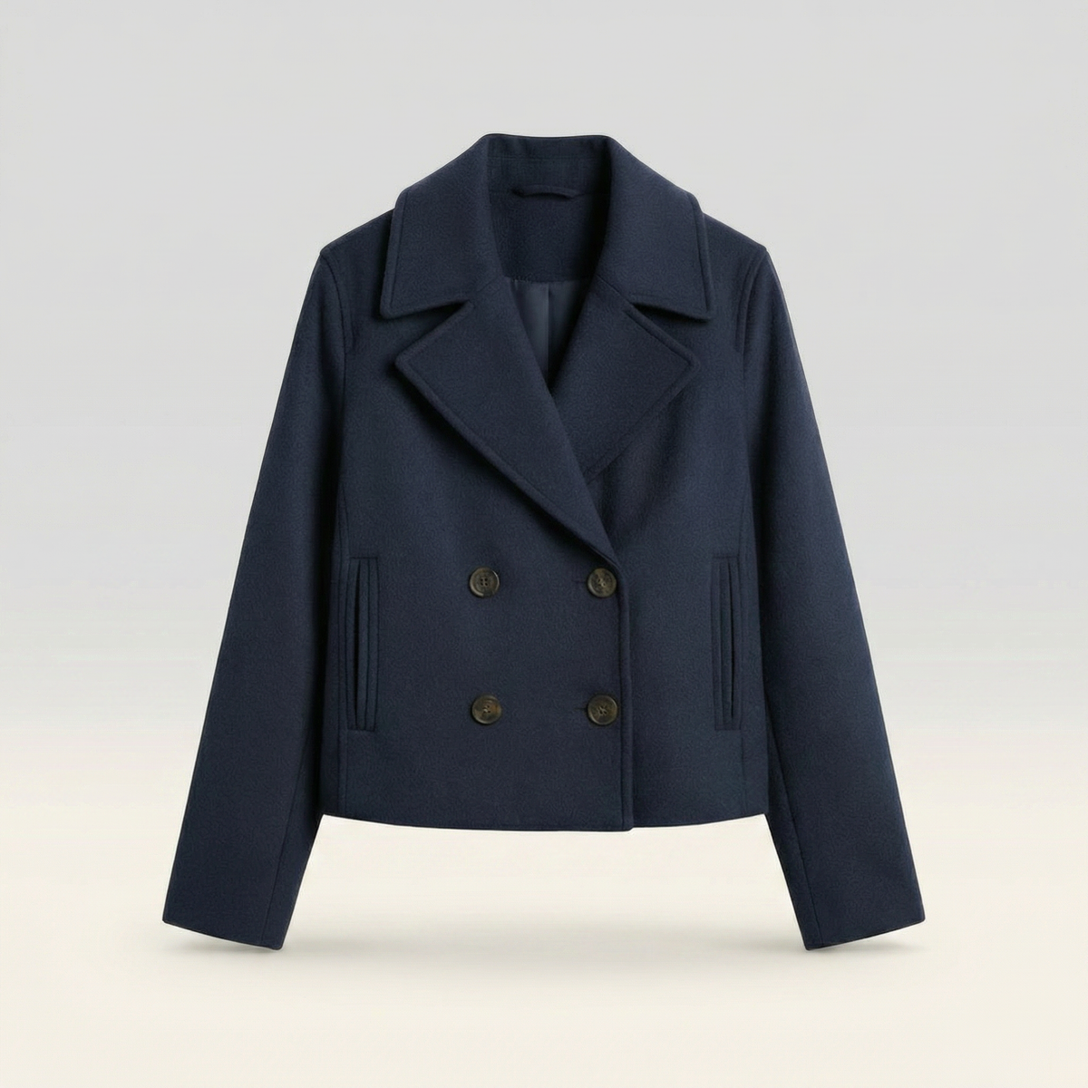 Kort Double-Breasted Damesjack | Glad Polyester | Lente & Najaarsjas