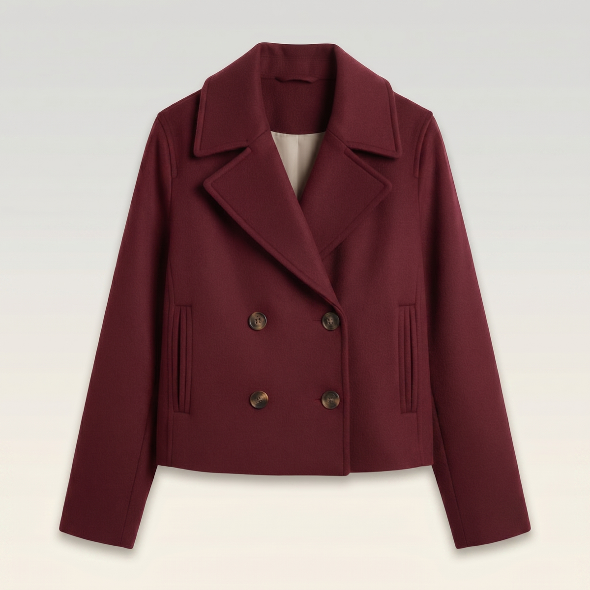 Kort Double-Breasted Damesjack | Glad Polyester | Lente & Najaarsjas