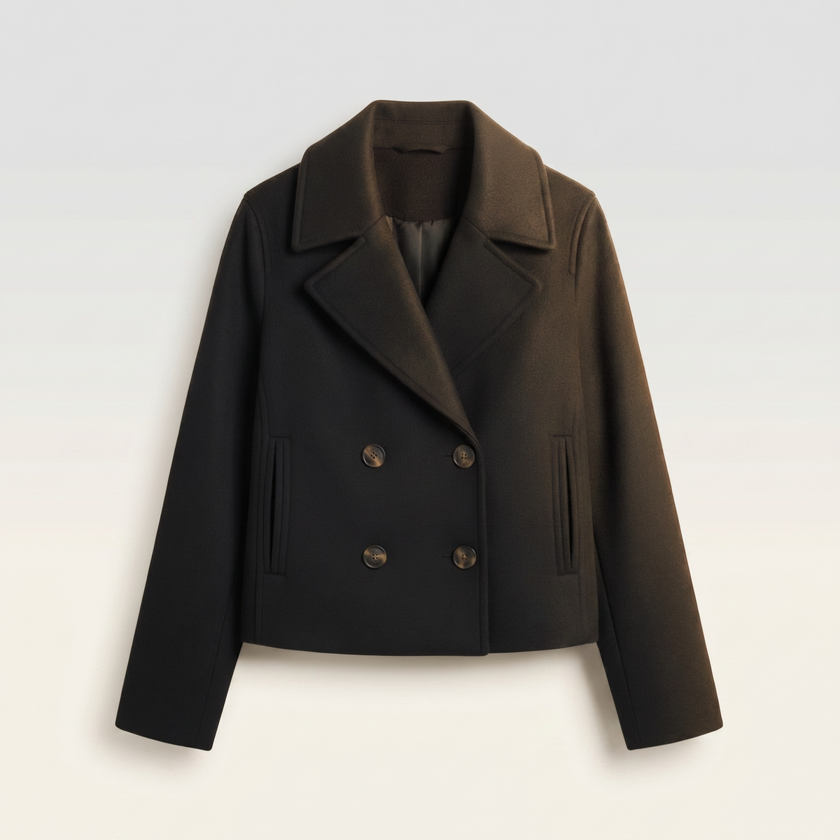 Kort Double-Breasted Damesjack | Glad Polyester | Lente & Najaarsjas