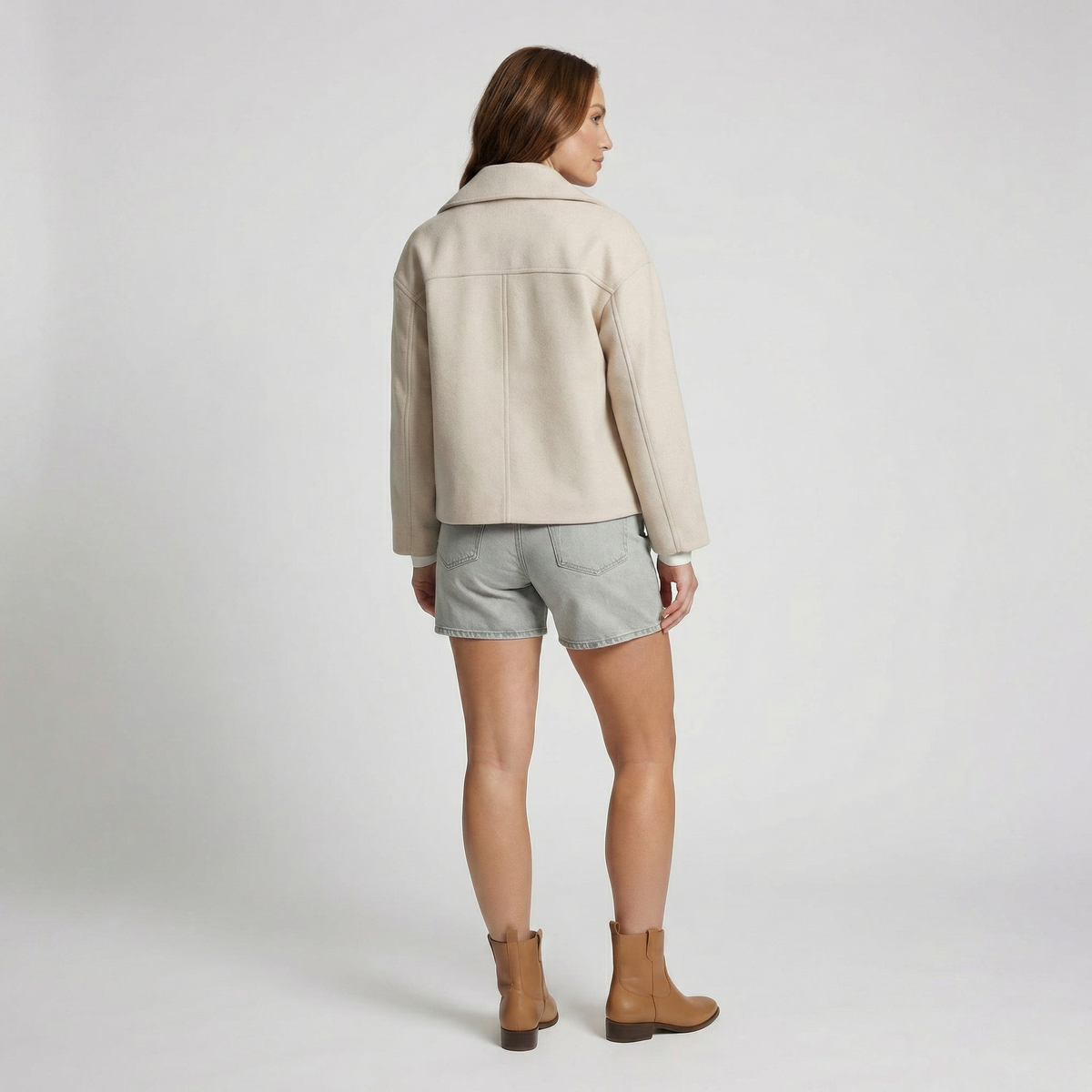 Kort Double-Breasted Damesjack | Glad Polyester | Lente & Najaarsjas