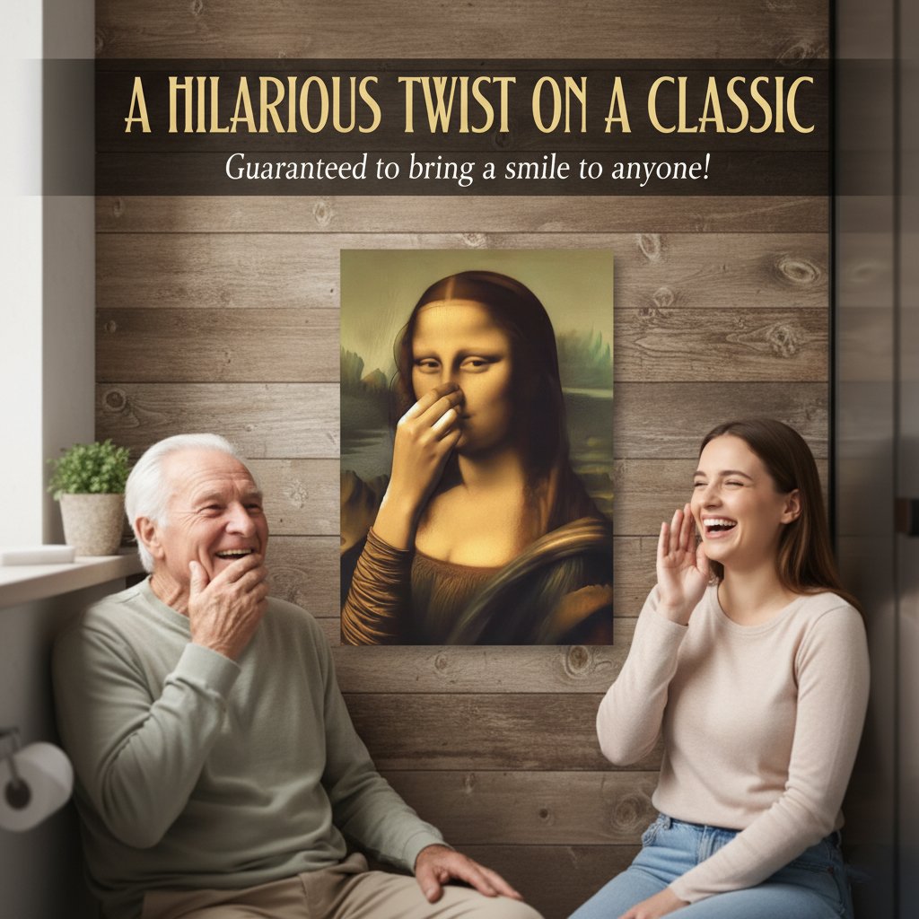 Waterbestendig canvasdoek voor de badkamer – Humoristische wanddecoratie