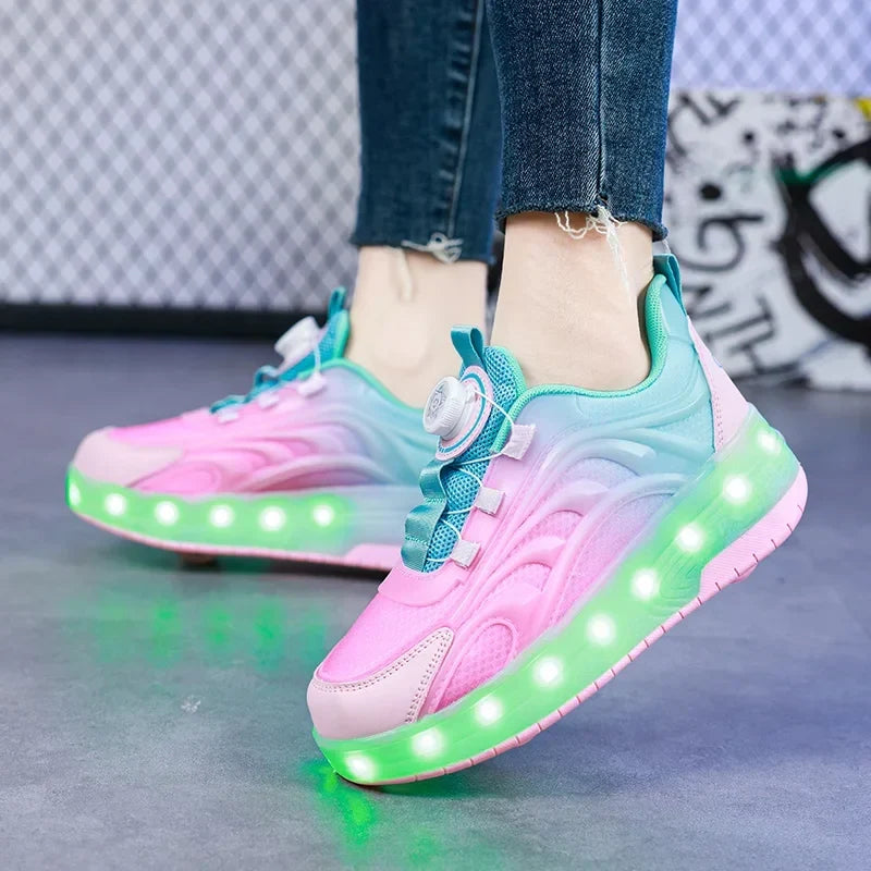 LED-rolschoenen voor kinderen – Lichtgevende sneakers voor jongens en meisjes met via USB oplaadbare wieltjes