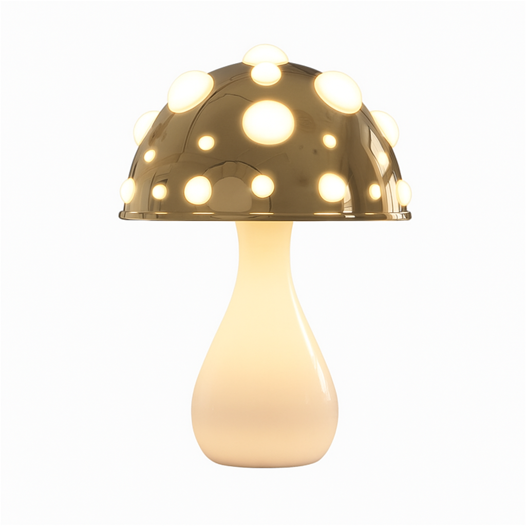 Led-tafellamp in paddenstoeldesign met warmwit licht