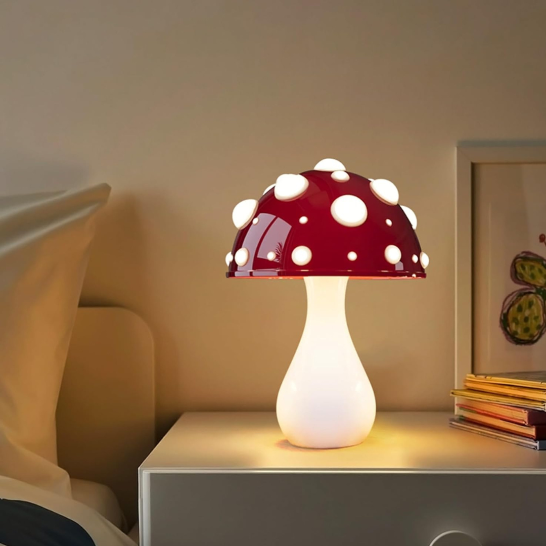 Led-tafellamp in paddenstoeldesign met warmwit licht