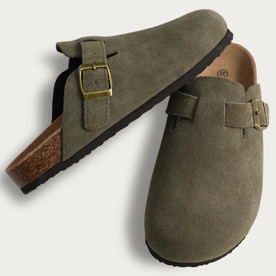 Leren kurken slippers voor dames