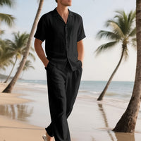 Linnen herenset – Casual, comfortabel en luchtig met lange broek en korte mouwen