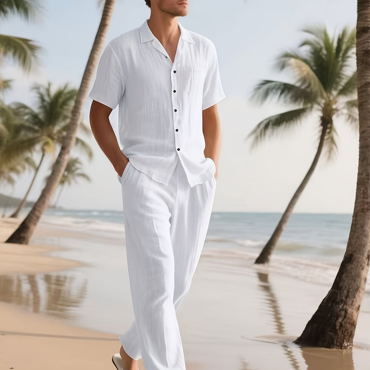 Linnen herenset – Casual, comfortabel en luchtig met lange broek en korte mouwen
