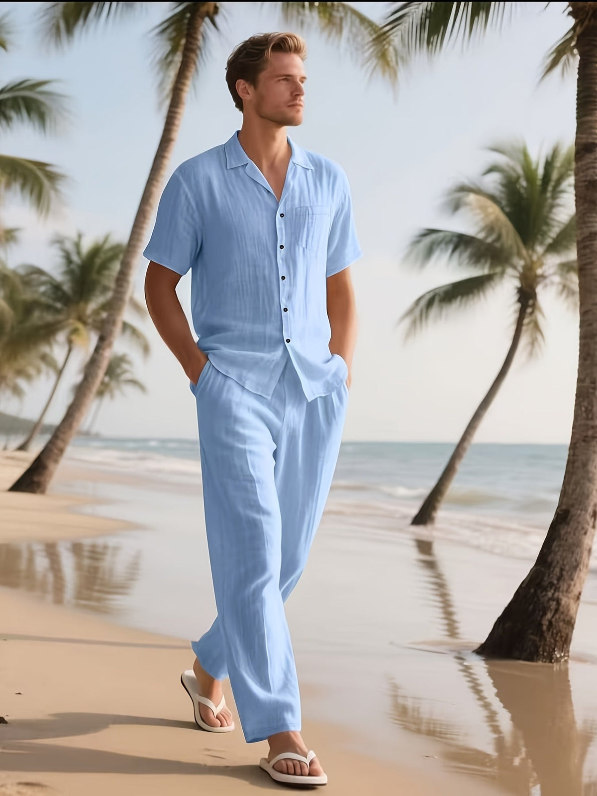Linnen herenset – Casual, comfortabel en luchtig met lange broek en korte mouwen