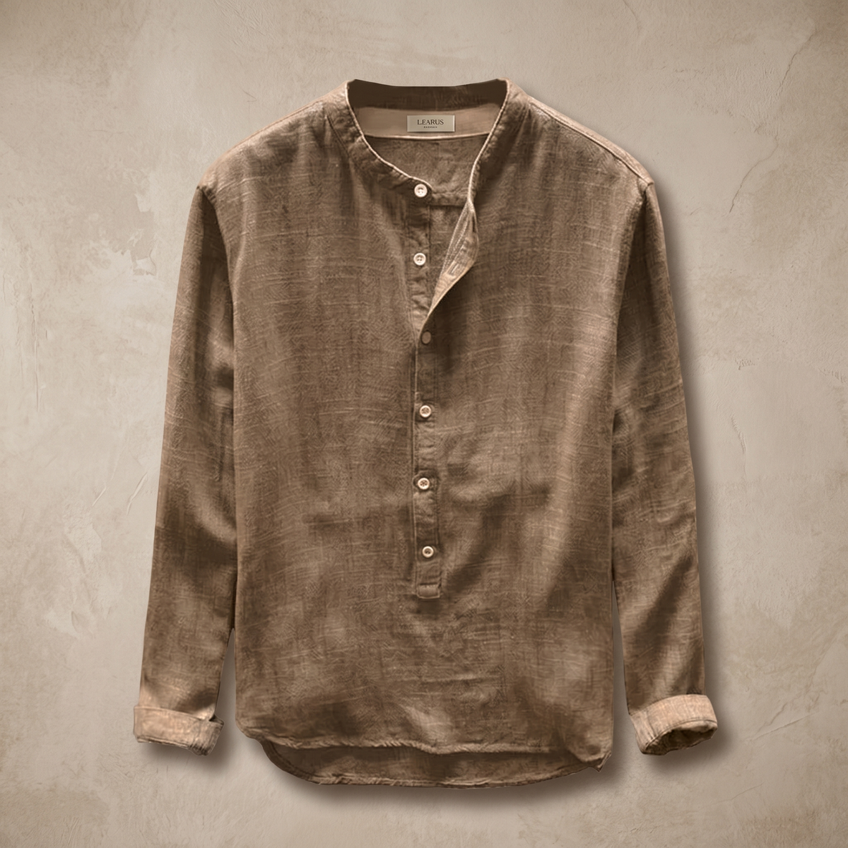 Linnen overhemd voor heren - Slim fit met Henleykraag - Casual zomershirt