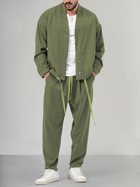 Losvallende tweedelige herenset met broek