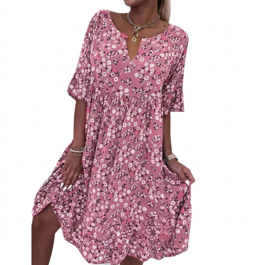 Luchtige loszittende zomerjurk voor dames met bloemenprint