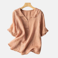 Luchtige vintage damesblouse met peterpankraag