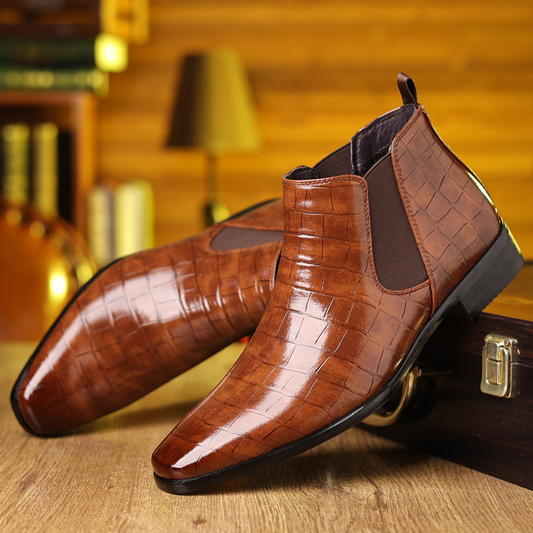 Luxe Chelsea boots met krokodillenreliëf