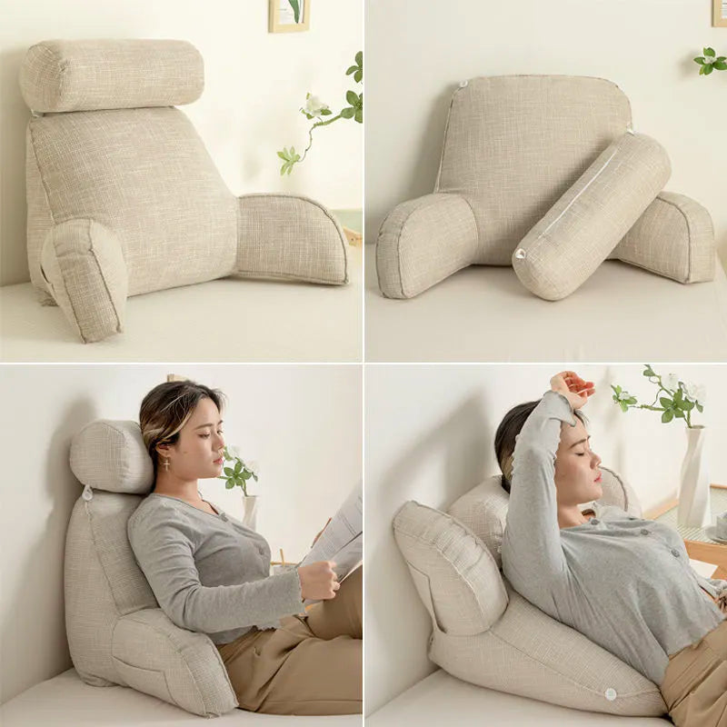 Luxe rugkussen – ergonomische rugsteun met verstelbare hoofdsteun en wasbare hoes