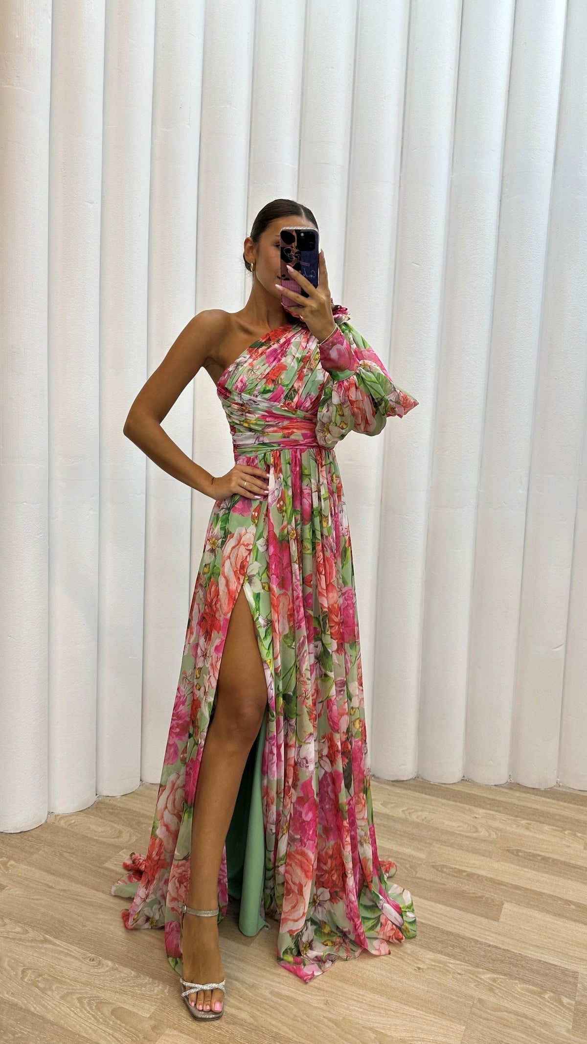 Maxi-jurk voor dames met one-shoulder bandje – Veelkleurig design & elegante pasvorm