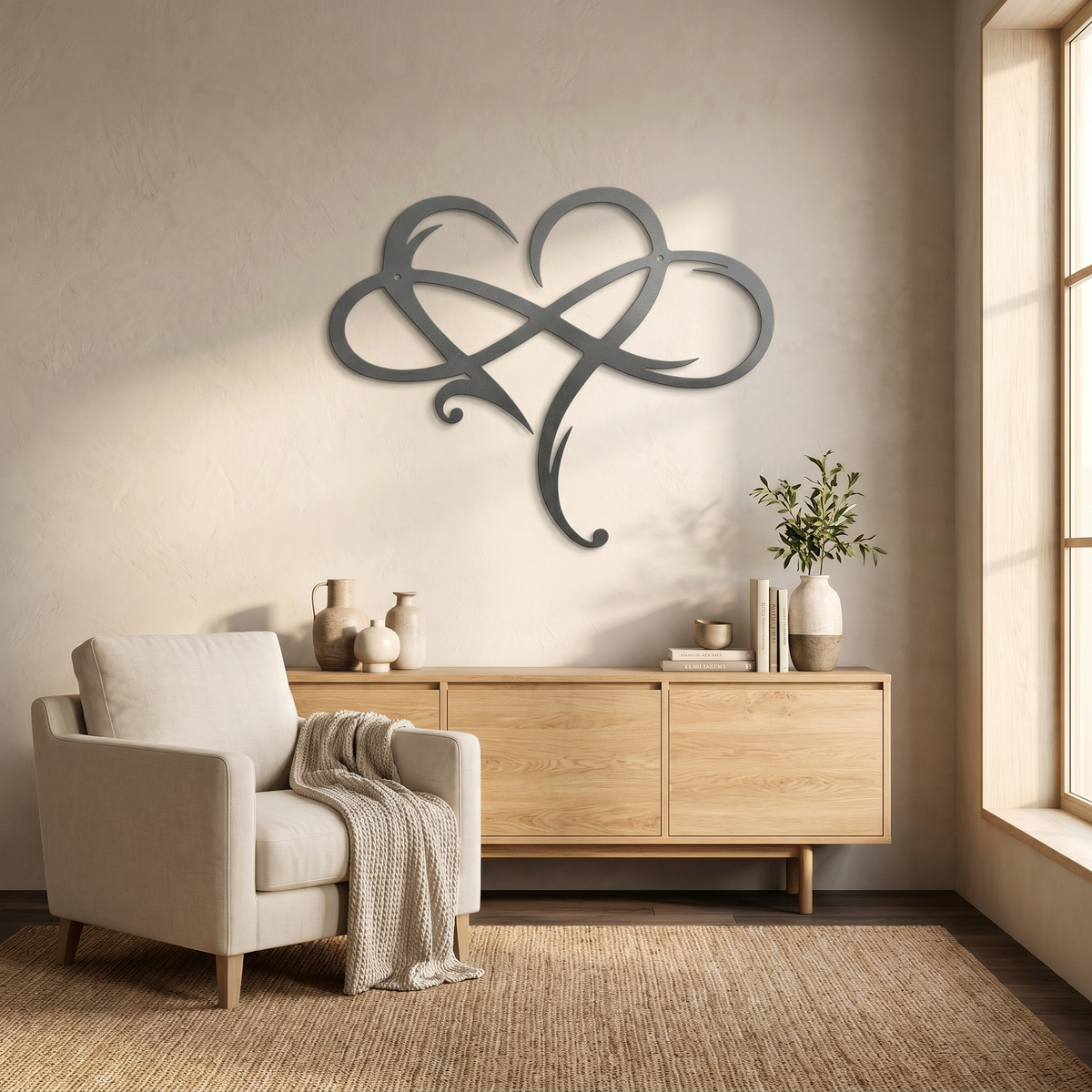 Metalen Wanddecoratie Oneindig Hart | Oneindigheids- & Hartsymbool | Elegante Wanddecoratie