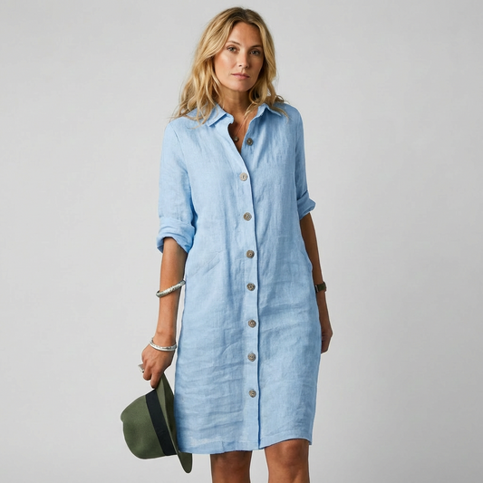 Midi-blousejurk met knopenlijst