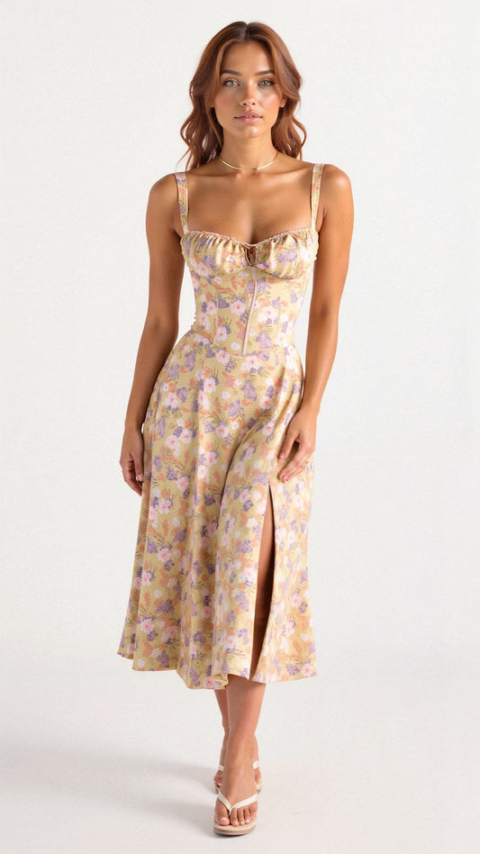 Midi-jurk voor dames – Korsetdesign voor een gevormd silhouet en een elegante look